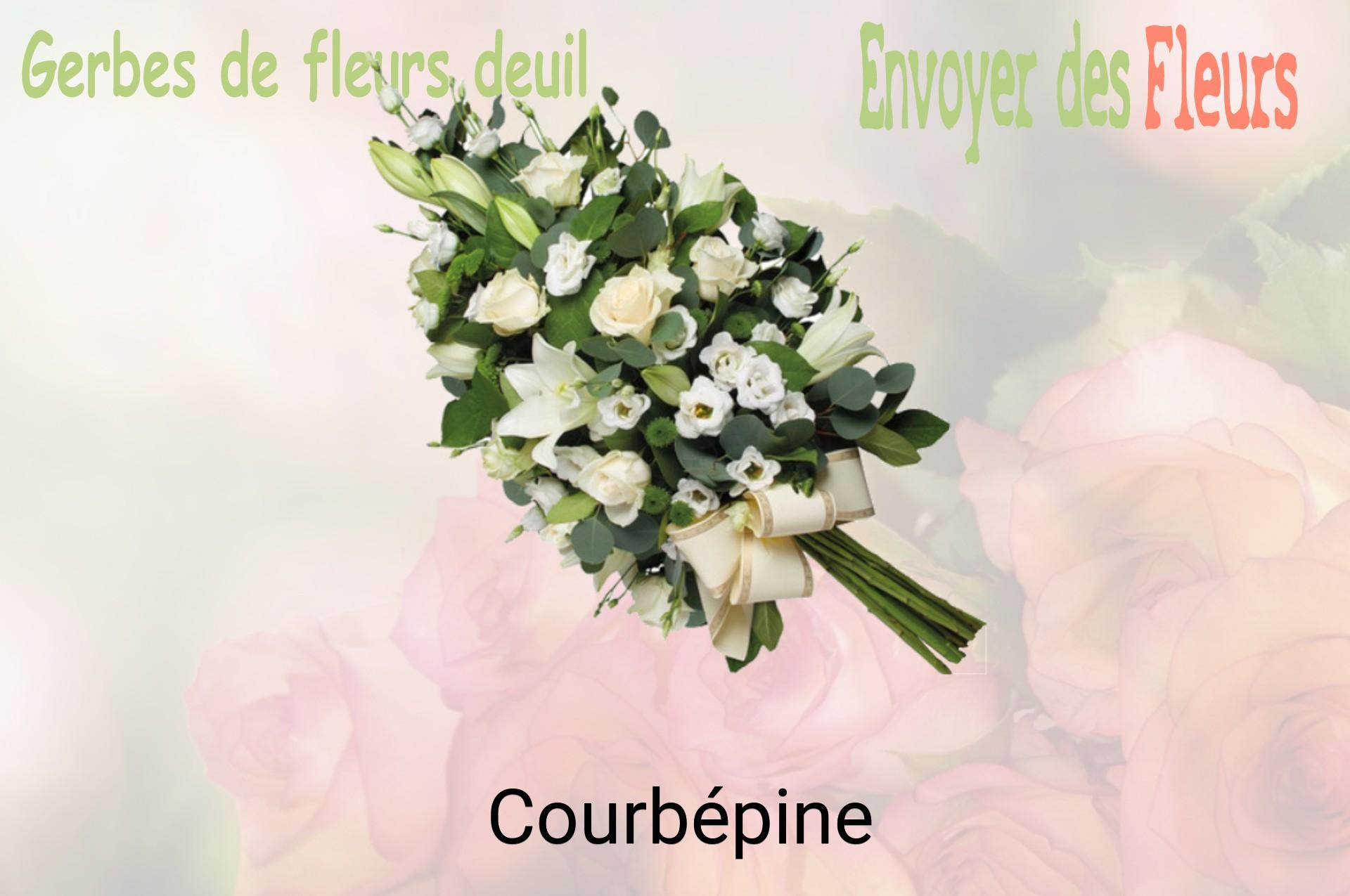 Gerbe de fleurs de deuil livrée à Courbépine